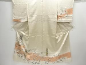 短冊に萩・花模様刺繍単衣訪問着(伊と幸)